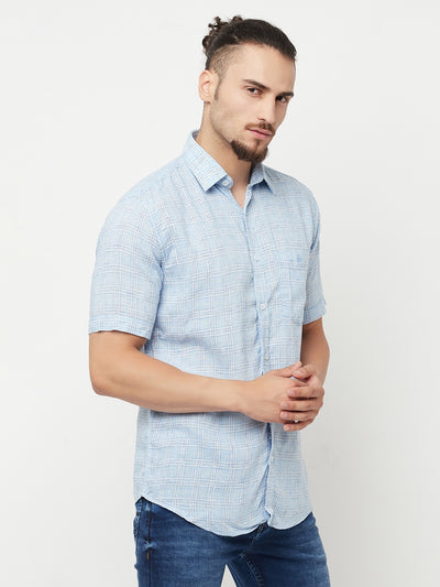 Blue Checked Casual Shirt - Men Shirts