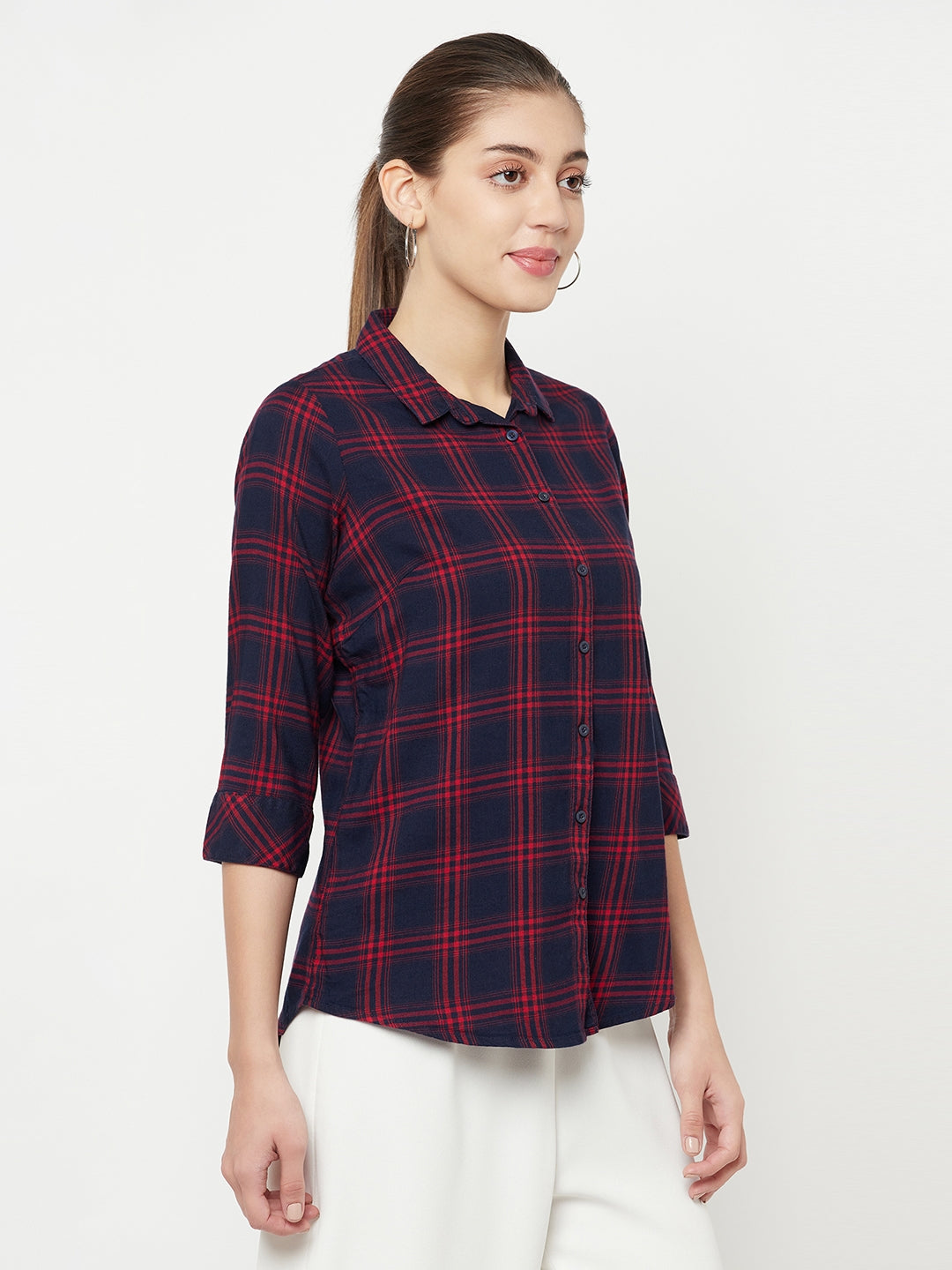 Red Checked Shirt - Women Shirts