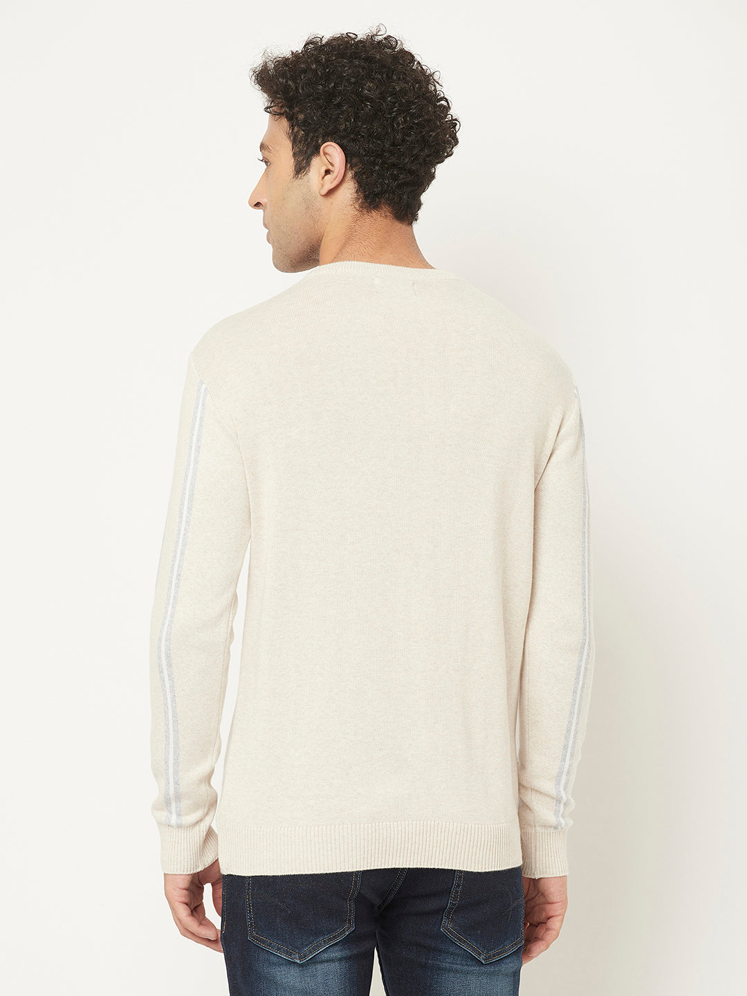 Cream Sweater in Stripes-Men Sweaters-Crimsoune Club