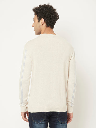 Cream Sweater in Stripes-Men Sweaters-Crimsoune Club