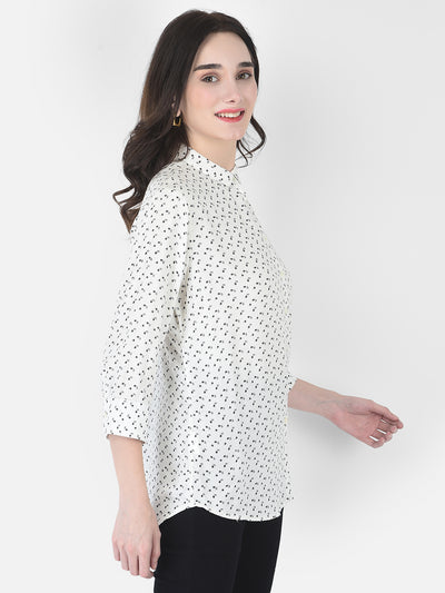 White Printed Button-Down - Women Shirts