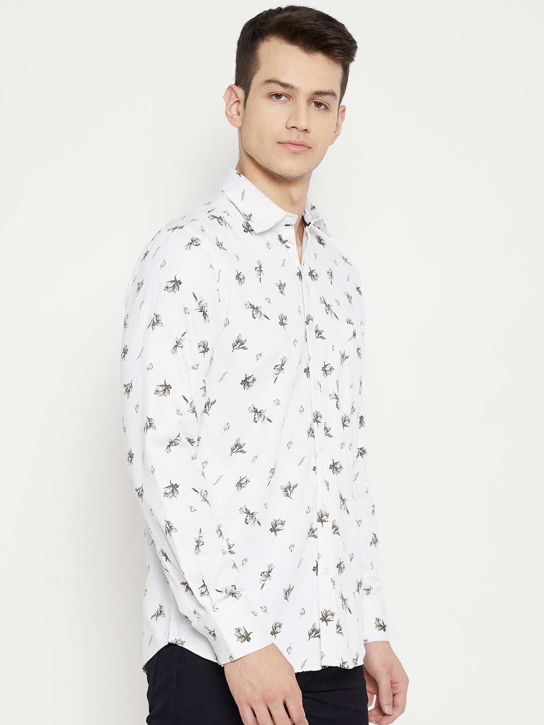 White Floral Slim Fit shirt - Men Shirts