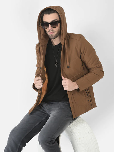  Tan Hooded Light-Padding Jacket