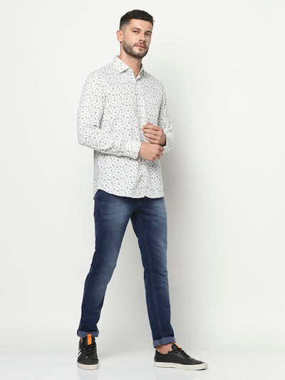 White Floral Shirt-Men Shirts-Crimsoune Club