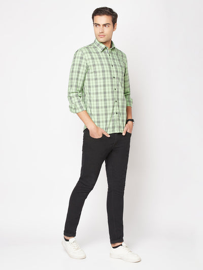  Bright Green Checked Shirt