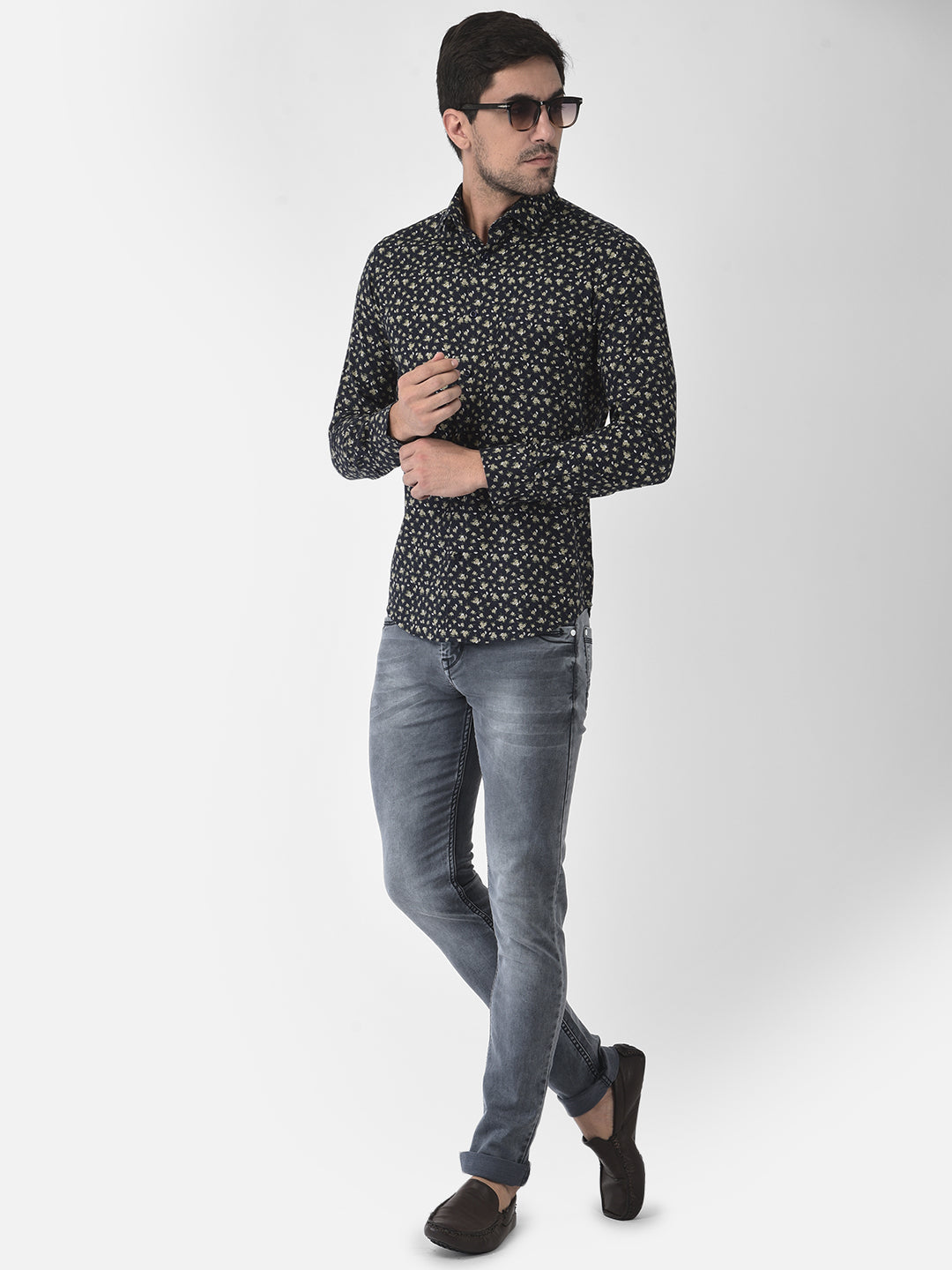 Floral Navy Blue Shirt - Men Shirts