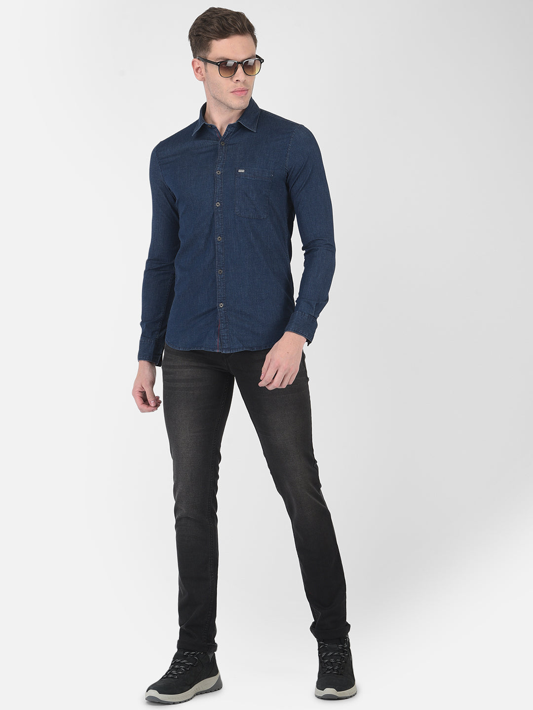 Dark jeans shirt on sale