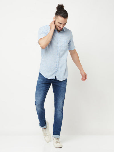 Blue Checked Casual Shirt - Men Shirts