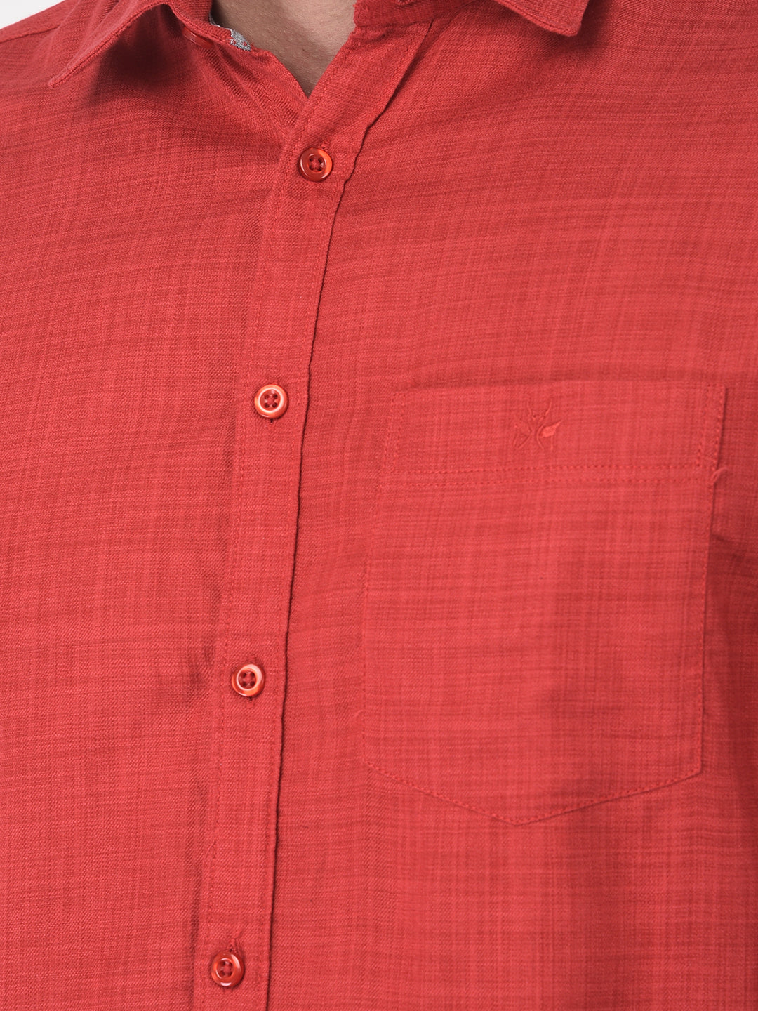 Textured Red Shirt - Men Shirts