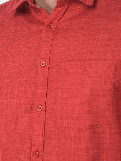 Textured Red Shirt - Men Shirts