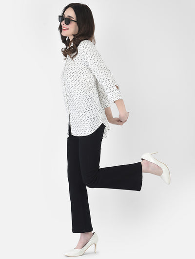 White Printed Button-Down - Women Shirts