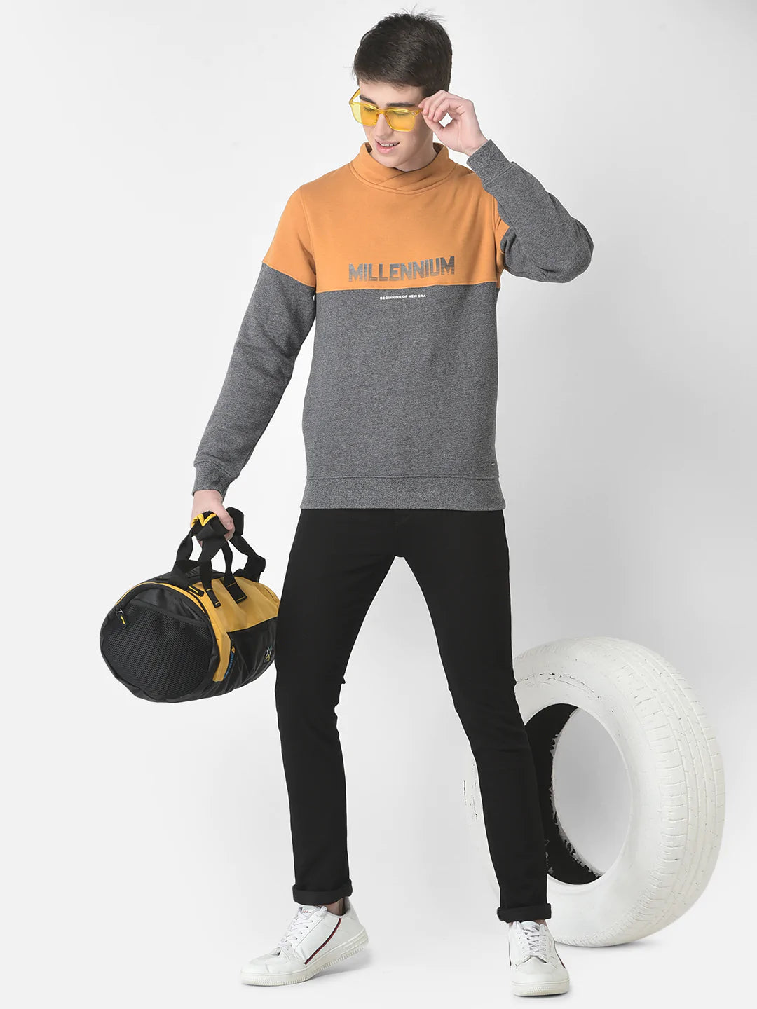  Mustard Colour-Blocked Millennium Sweatshirt