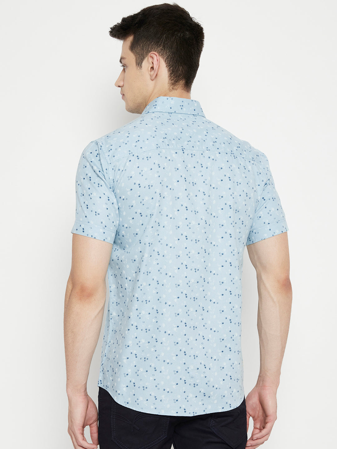 Blue Printed Slim Fit Shirt - Men Shirts