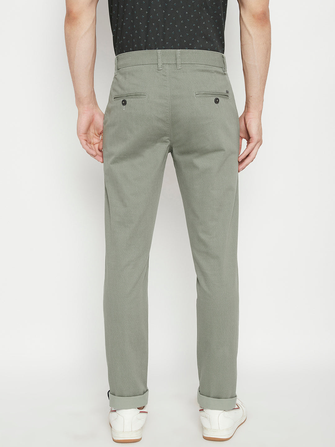 Grey Printed Slim Fit Trousers - Men Trousers