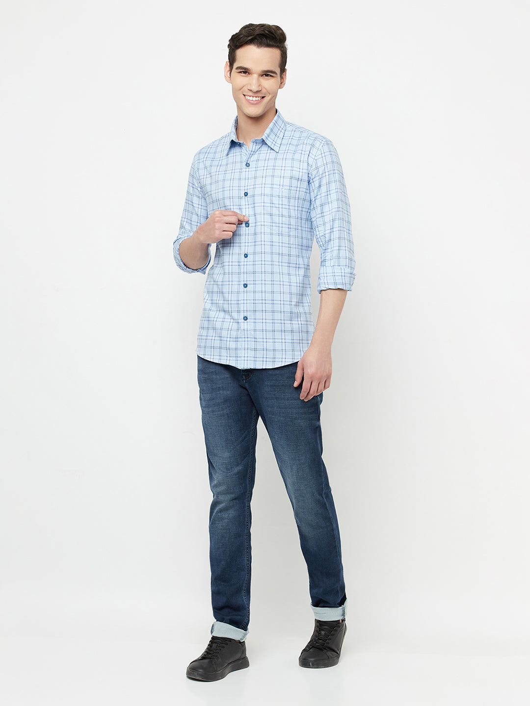 Blue Checked Shirt - Men Shirts