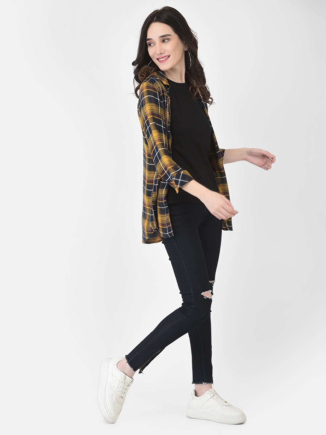 High-Low Checked Shirt - Women Shirts