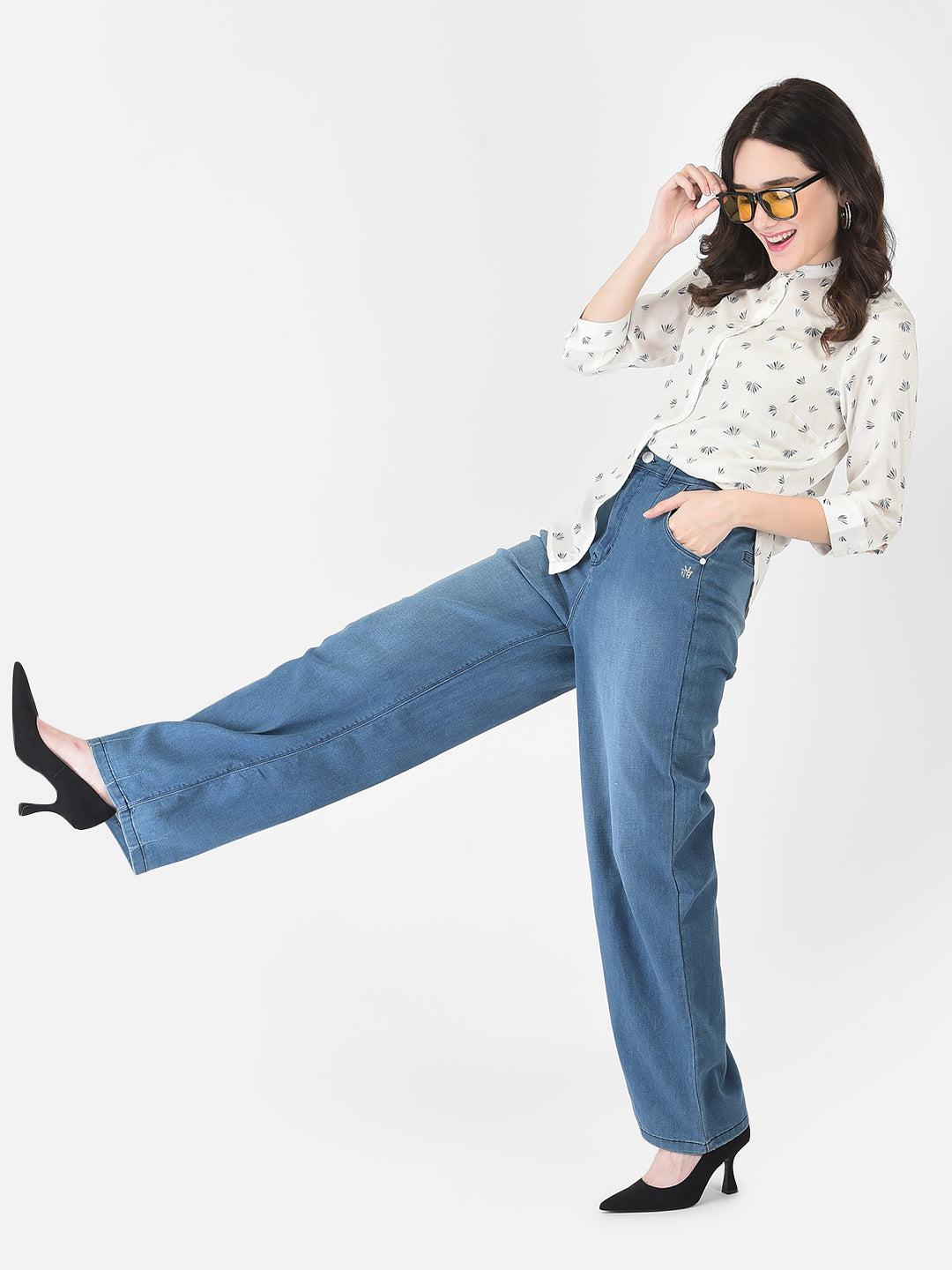 Blue Wide Leg Jeans - Women Jeans