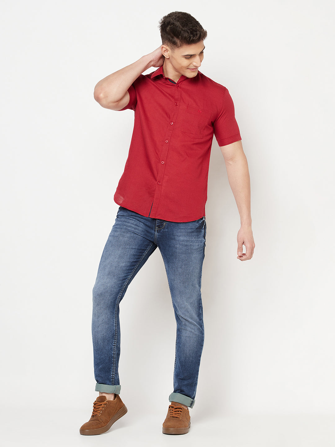 Red Linen Shirt - Men Shirts