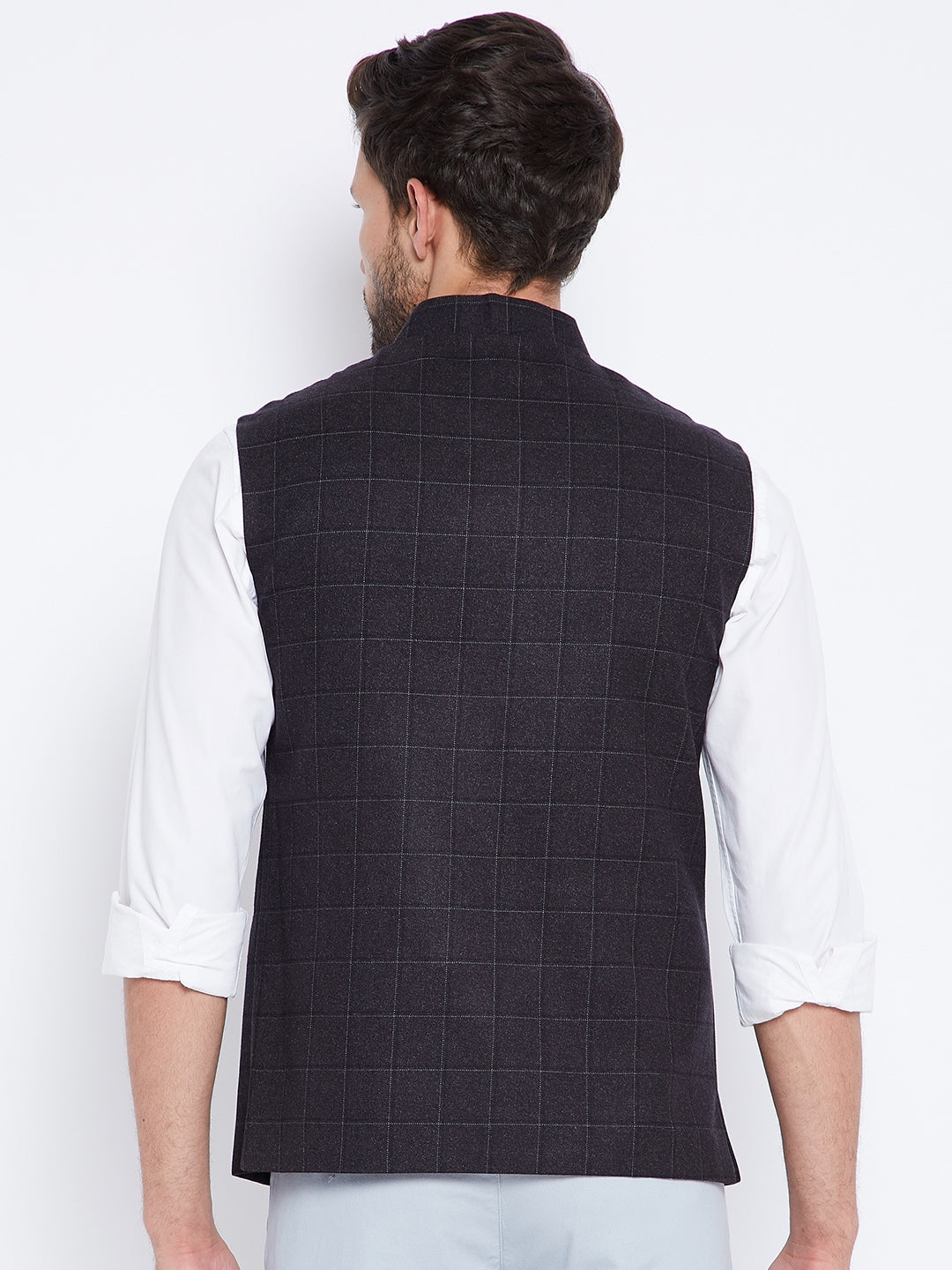 Black Checked Waistcoat - Men Waist Coat