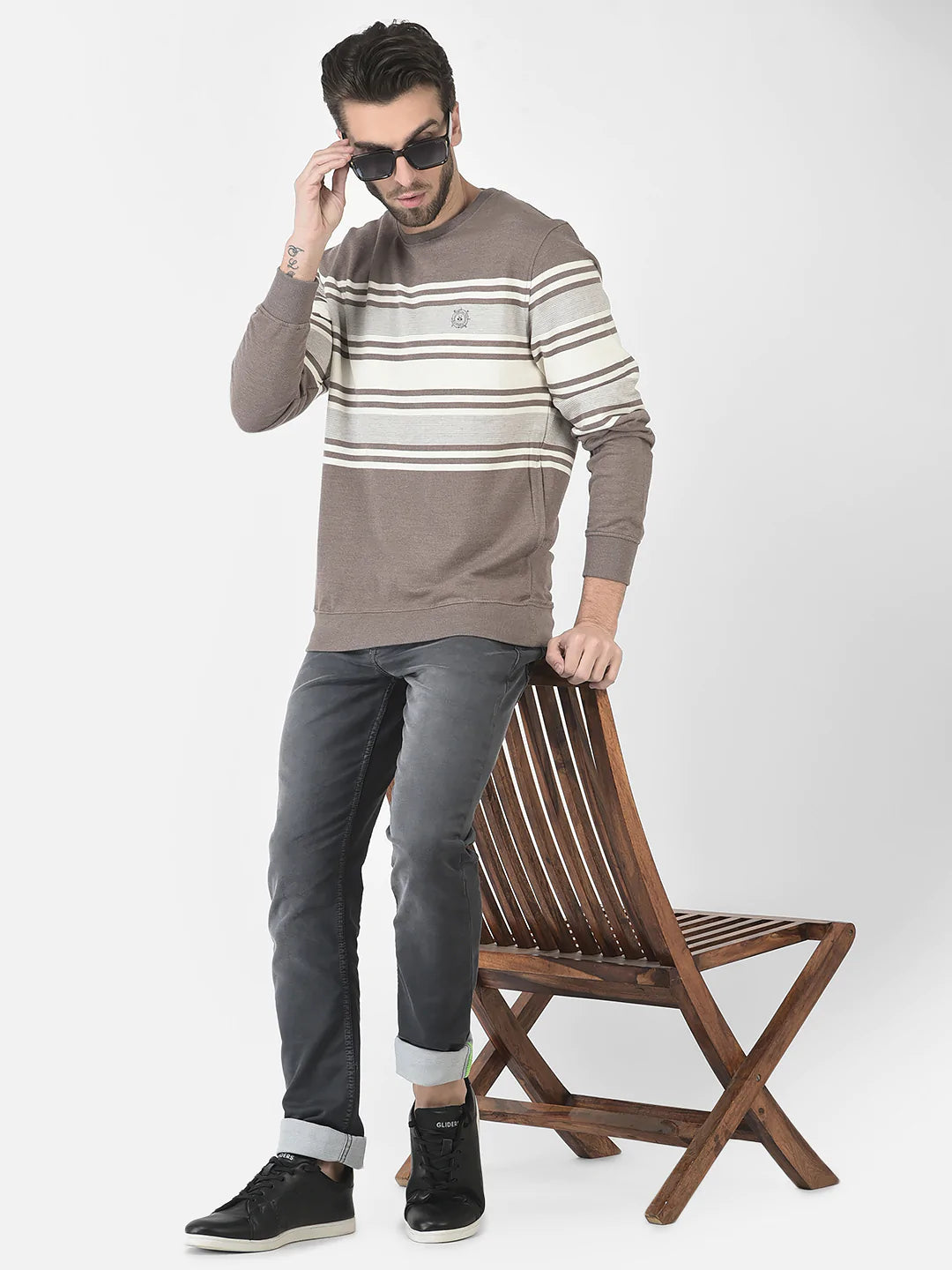  Brown Striped Sweatshirt 