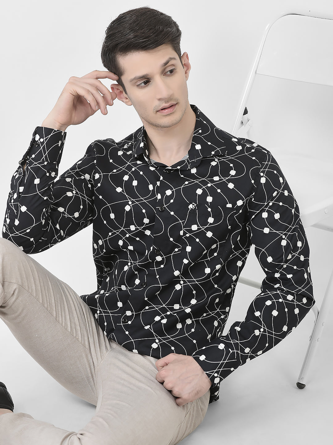 Abstract Print Black Shirt