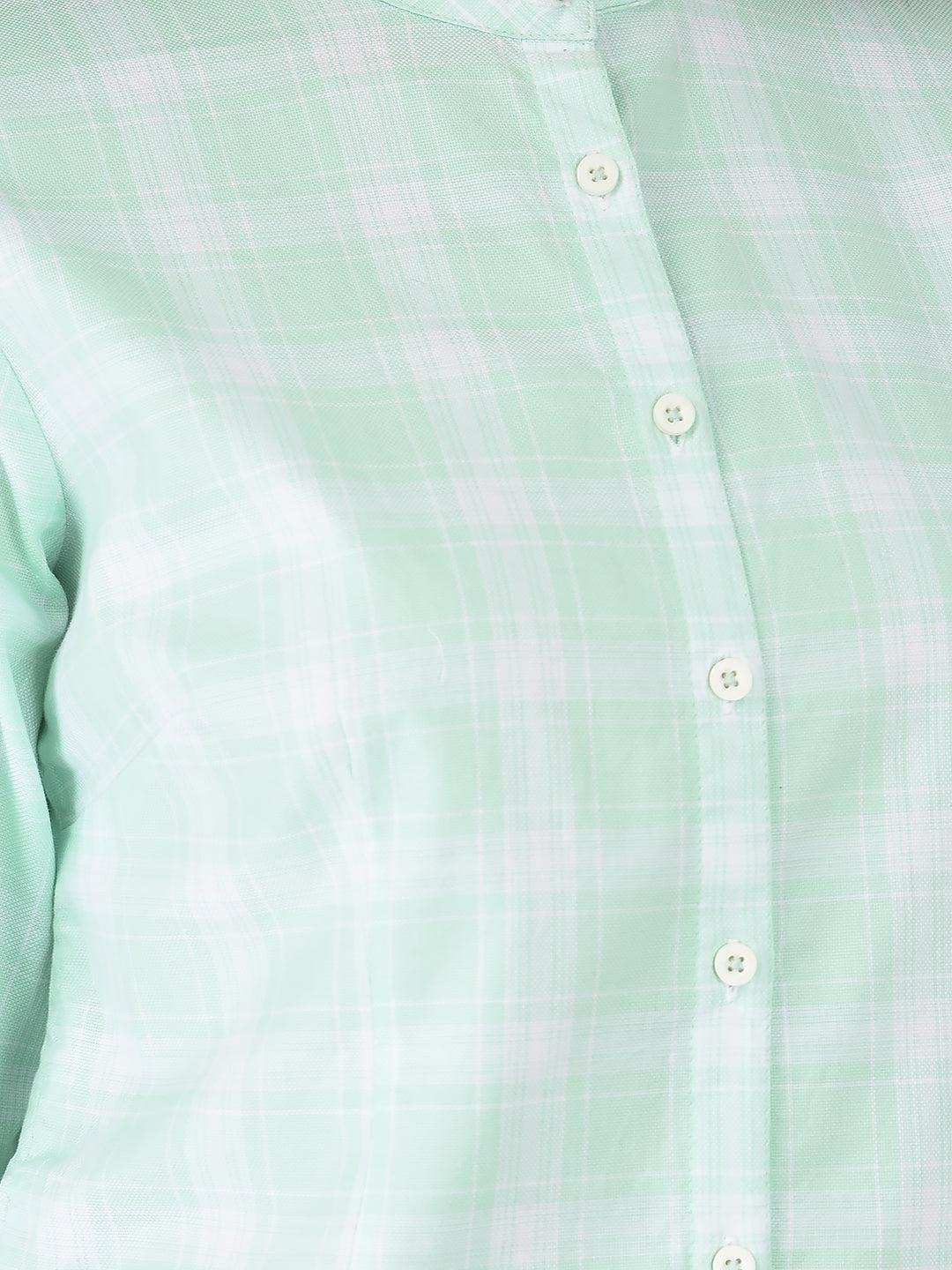 Mint Green Checked Shirt - Women Shirts