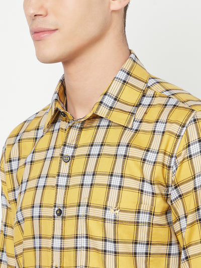 Mustard Checked Shirt - Men Shirts