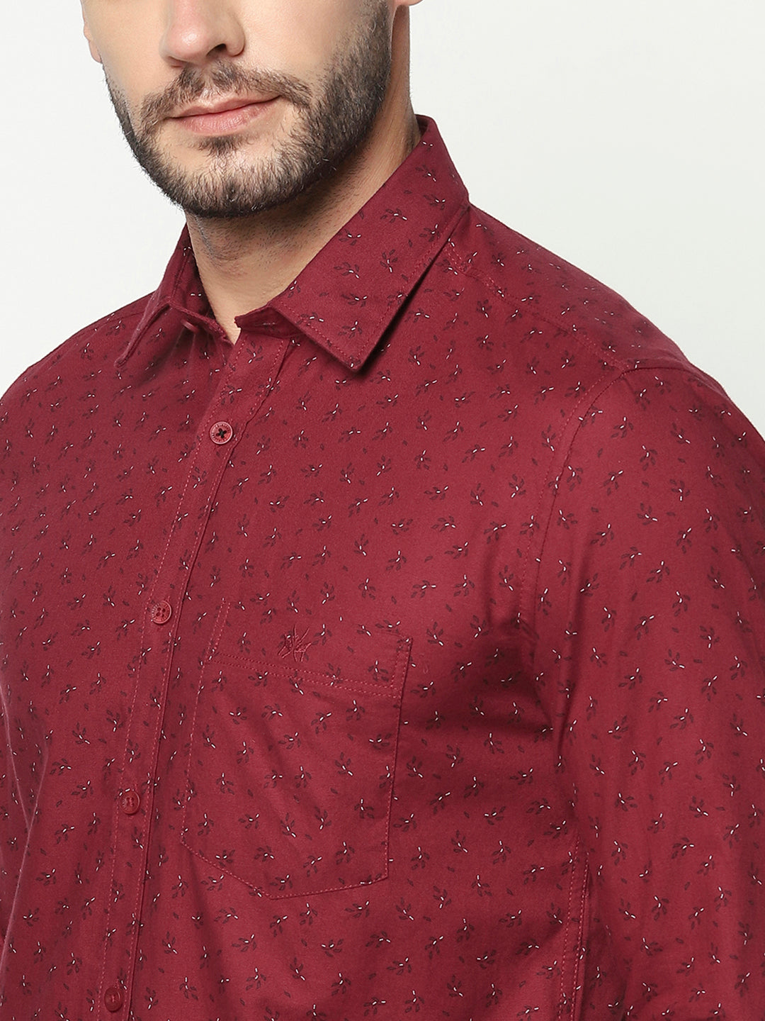 Maroon Floral Shirt-Men Shirts-Crimsoune Club