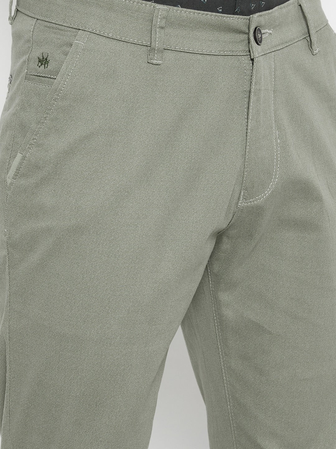 Grey Printed Slim Fit Trousers - Men Trousers