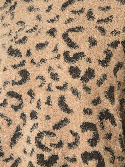  Fuzzy Animal Print Sweater