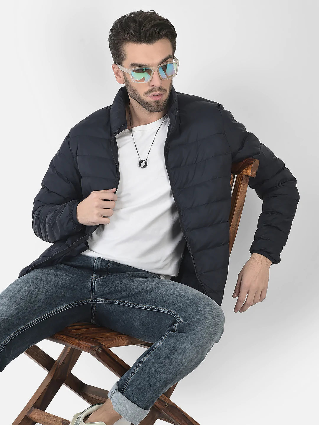  Puffer Jacket in Navy Blue Color