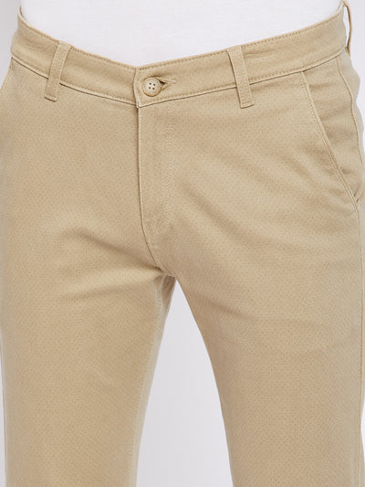 Beige Printed Trousers - Men Trousers