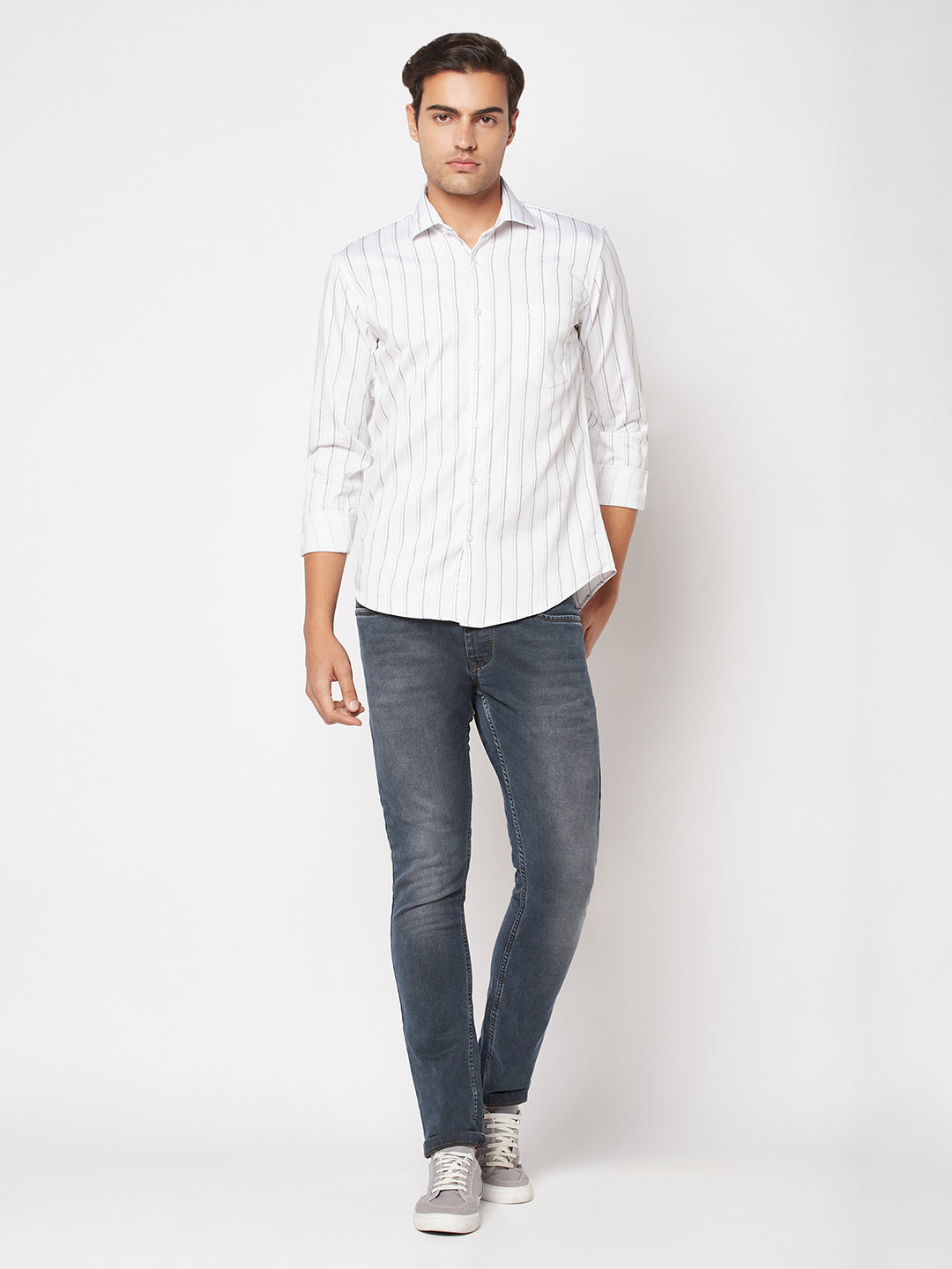  White Striped Business Shirt