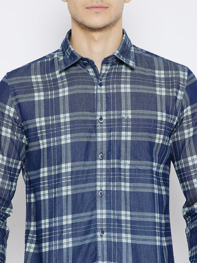 Blue Checked Slim Fit shirt - Men Shirts