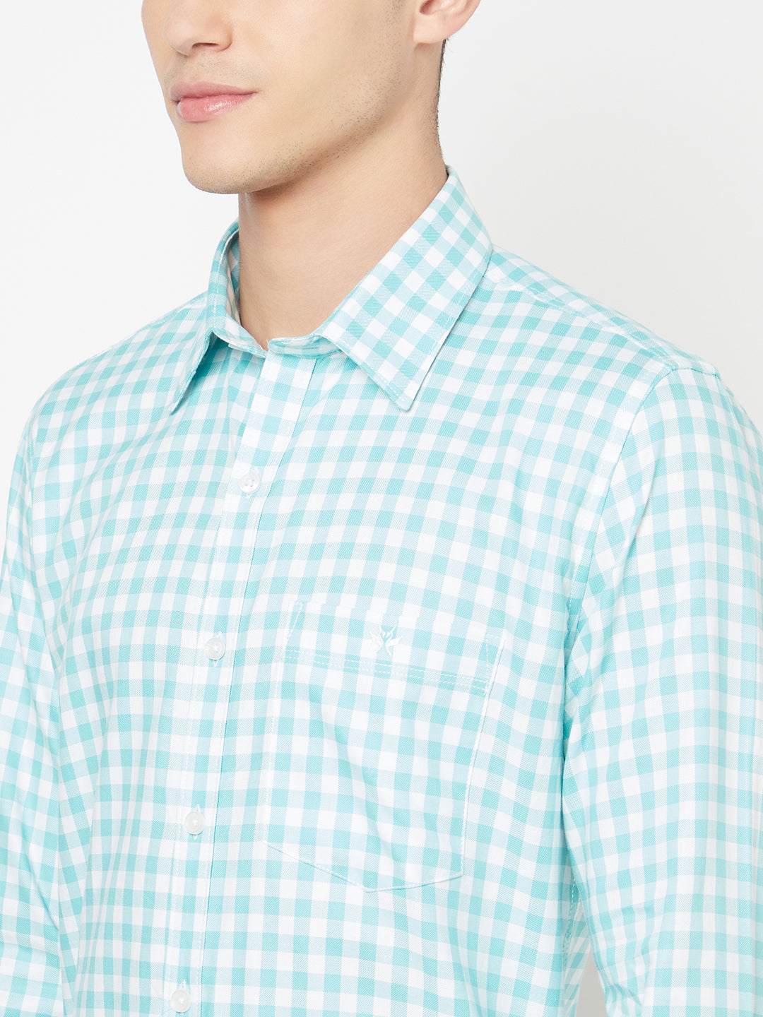 Green Gingham Checked Shirt - Men Shirts