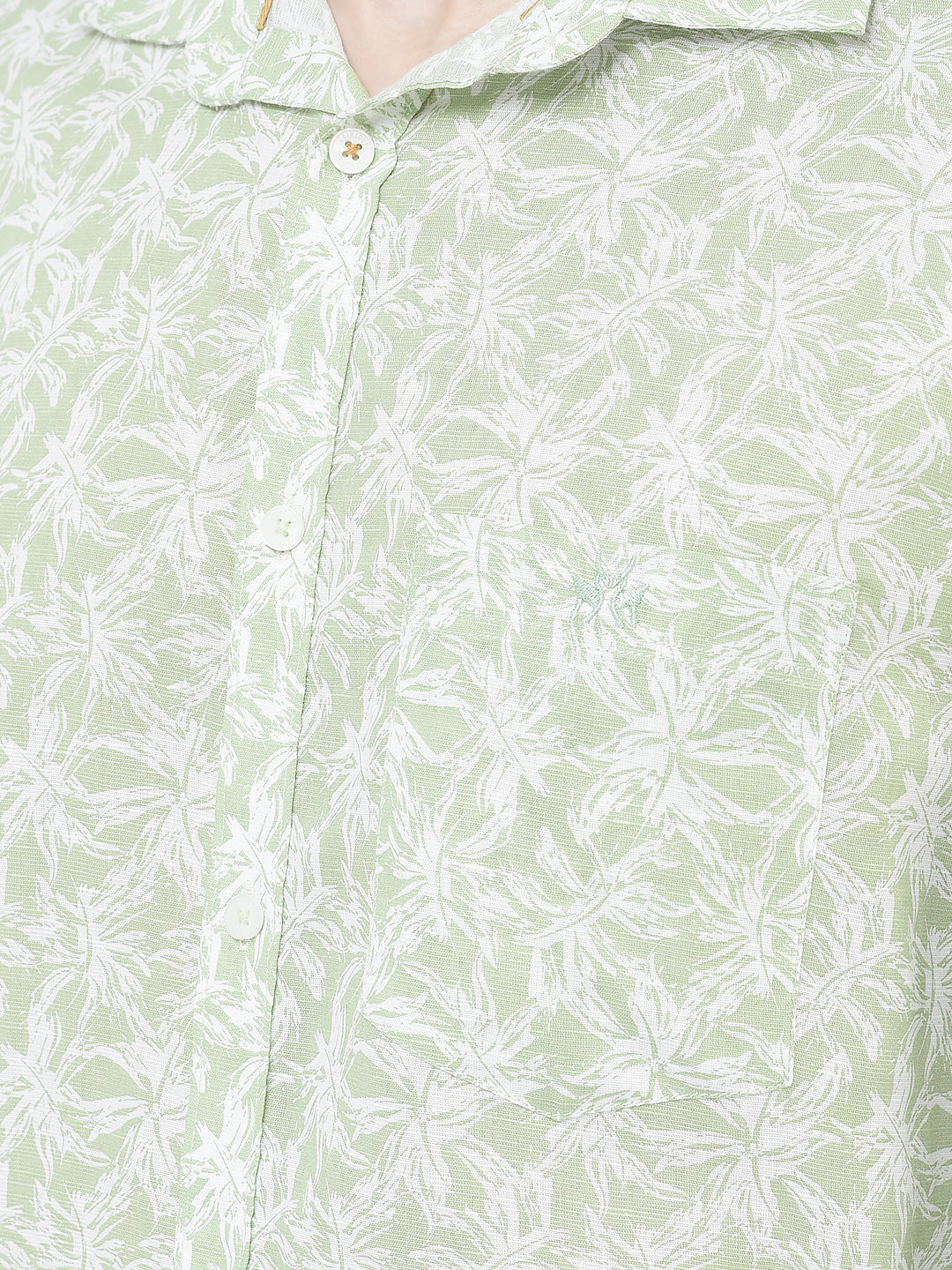  Light Green Floral Print Shirt