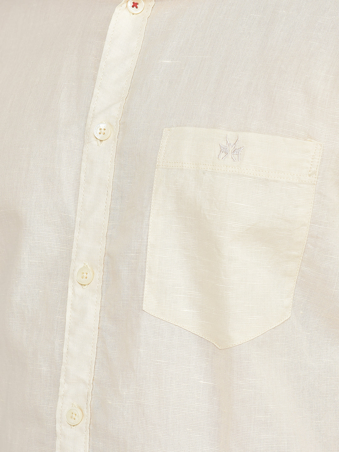  Plain Cream Short-Sleeved Shirt 