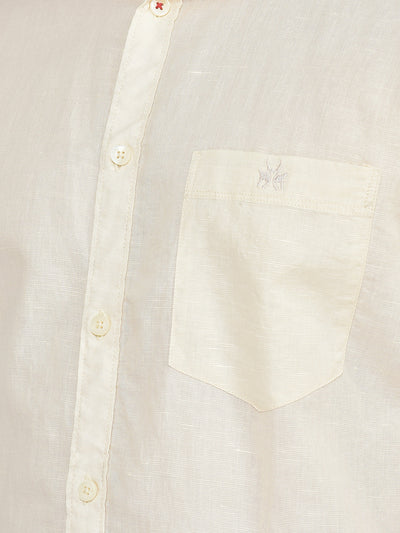  Plain Cream Short-Sleeved Shirt 