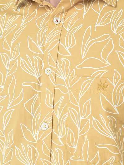  Yellow Short-Sleeved Floral Shirt