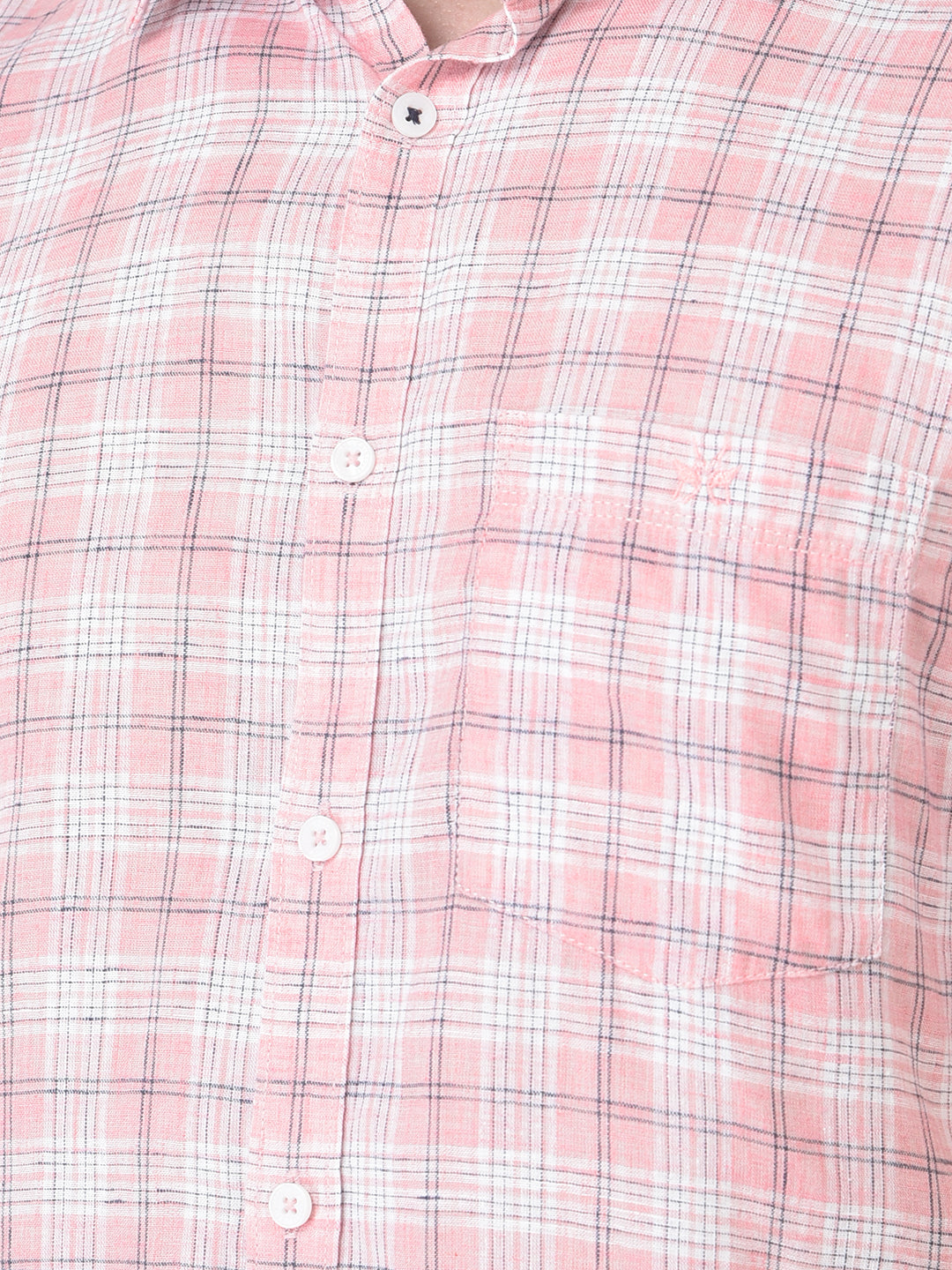  Half-Sleeved Pink Checkered Shirt 