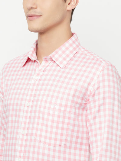 Pink Gingham Checked Shirt - Men Shirts