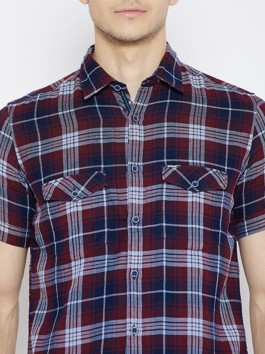 Maroon Checked Slim Fit shirt - Men Shirts