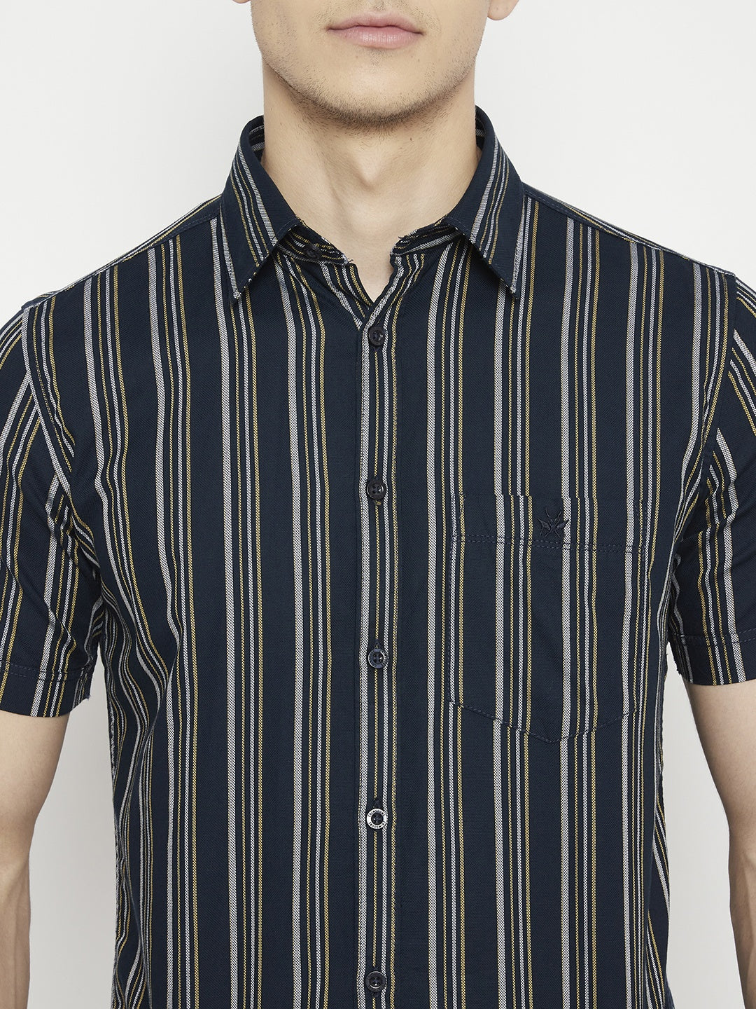 Navy Blue Striped Slim Fit shirt - Men Shirts