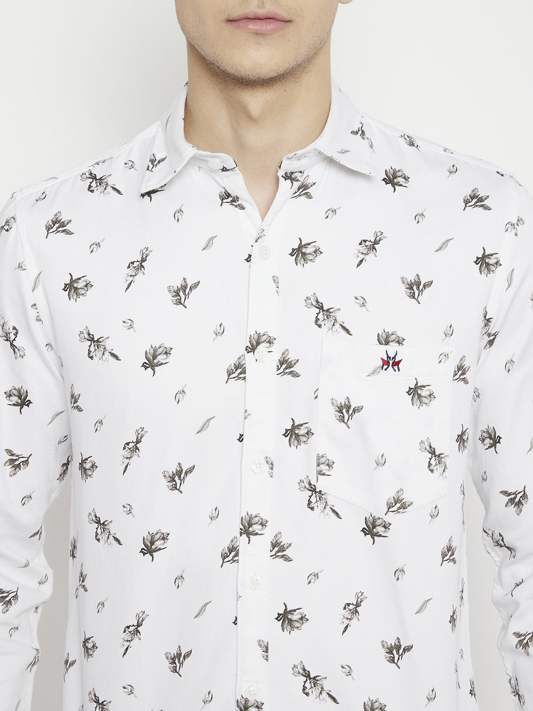 White Floral Slim Fit shirt - Men Shirts