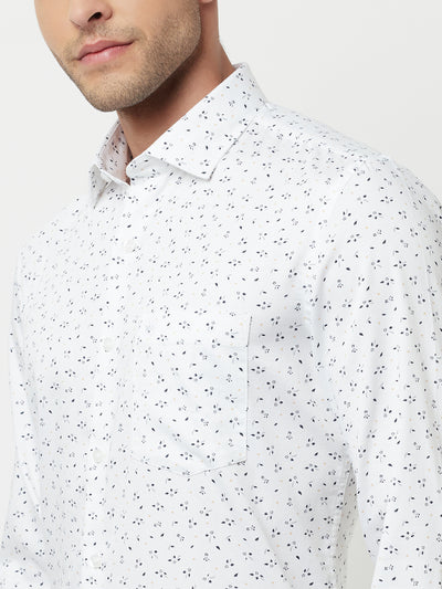 White Floral Printed Shirt-Men Shirts-Crimsoune Club