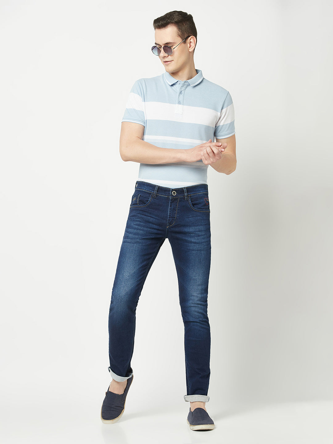  Blue Faded Slim-Fit Jeans