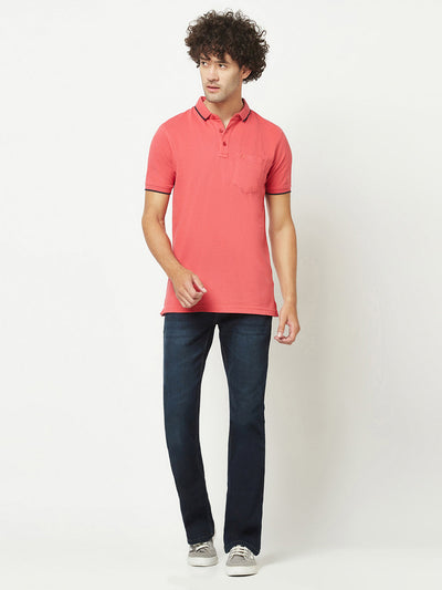  Bright Coral Minimal Polo T-Shirt