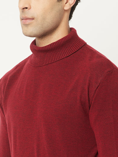 Maroon Sweater with Melange Effect-Men Sweaters-Crimsoune Club