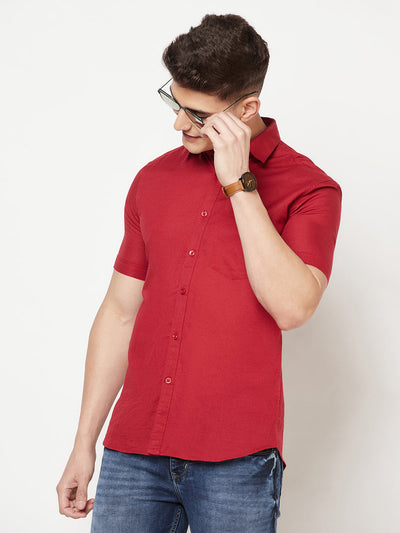 Red Linen Shirt - Men Shirts