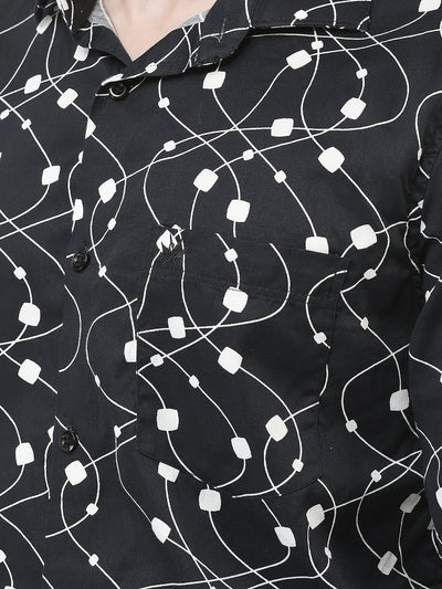 Abstract Print Black Shirt